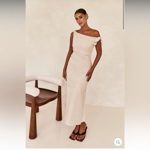 Runway Scout Beige Midi Dress
